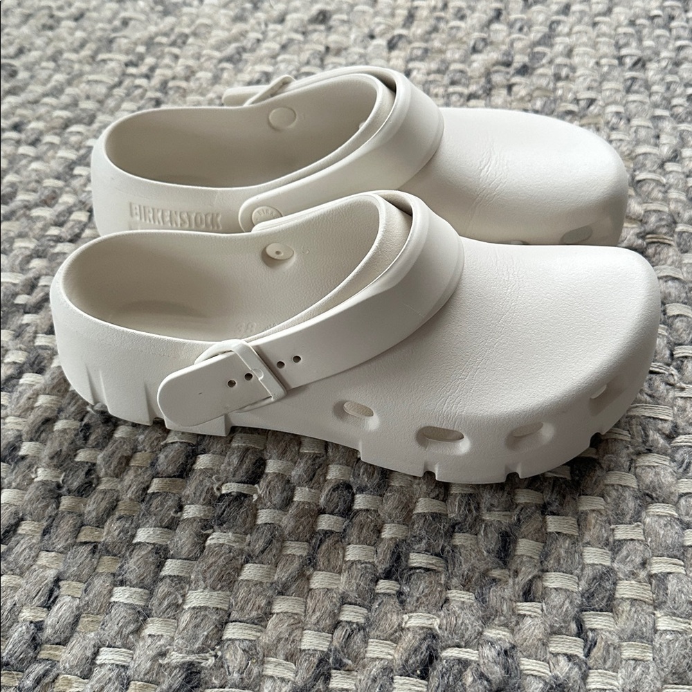 Birkenstock Slide on Clog with Strap in Eggshell (Birki Flow) - Picture 7 of 15